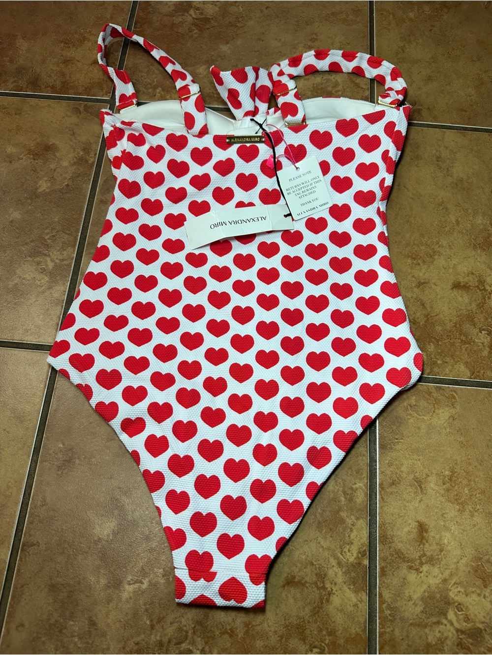 NWT Alexandra Miro Clara Heart Print One-Piece Swimsuit - M - Picture 2 of 5